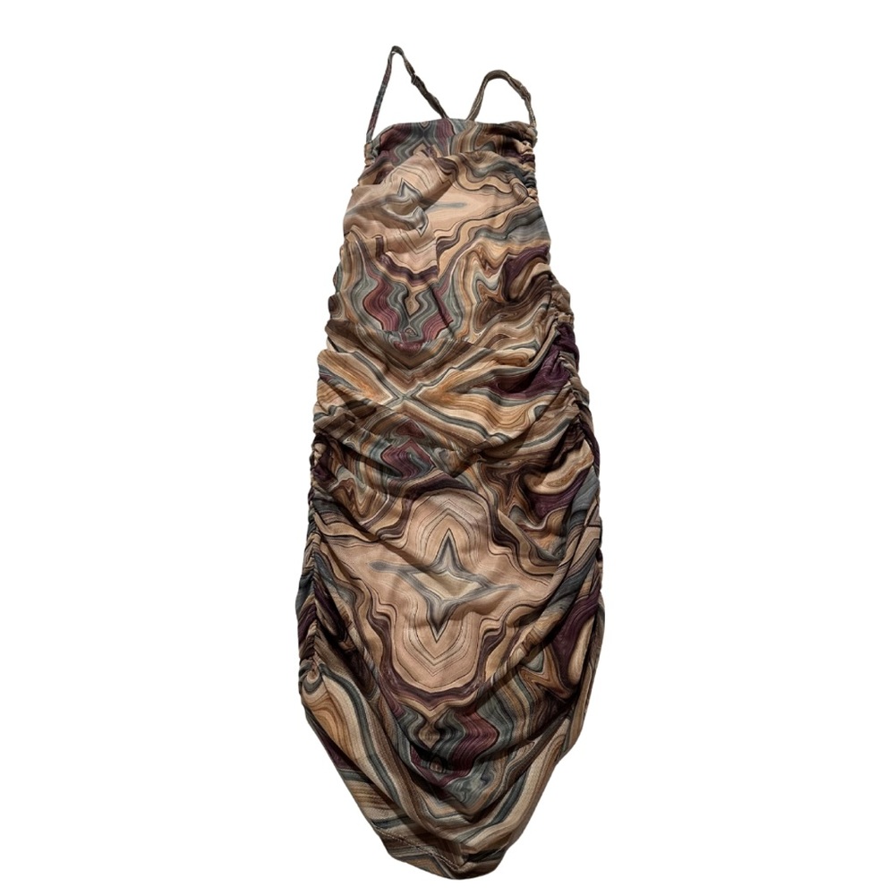 Marbled Scrunch Mini/Midi Dress